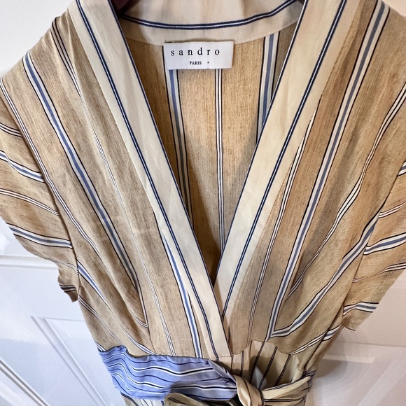 Sandro Long Sleeveless Asymmetric dress w stripes. EU-34 (US-S or size 2) - Picture 11 of 16